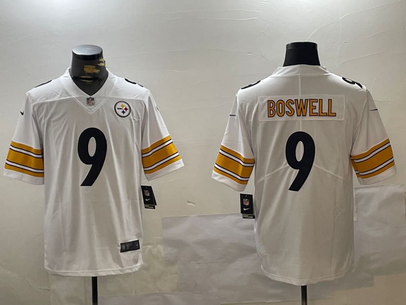 Men Pittsburgh Steelers 9 Boswell White 2024 Nike Limited NFL Jersey style 1